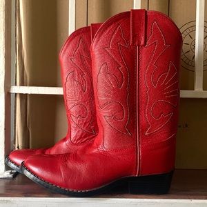 Kids red cowboy boots (leather)